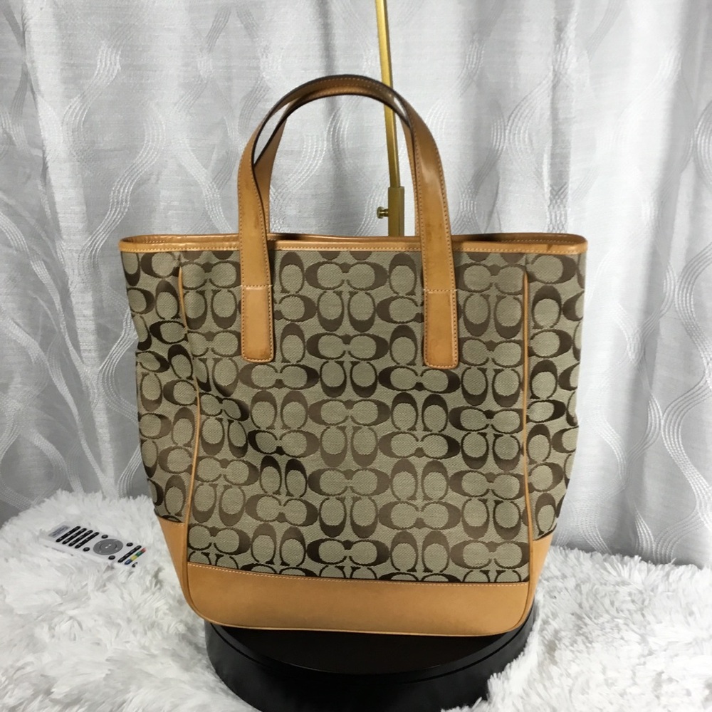 Coach Signature Canvas Tote in Tan and Brown - Picture 8 of 15